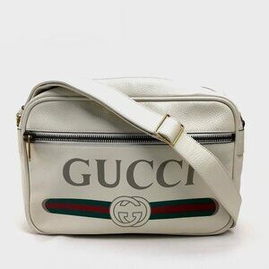 GUCCI Authentic White Messenger Shoulder Bag